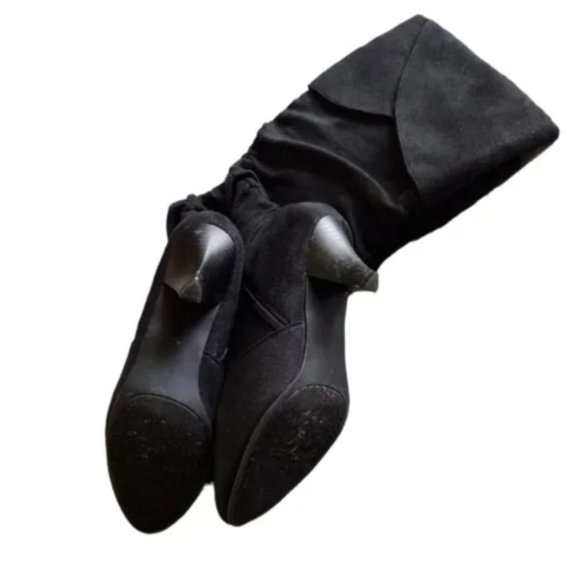 Bumper Women Suede Side Zipper Mid-Calf Tall Boots with Heels, Black - Picture 2 of 2